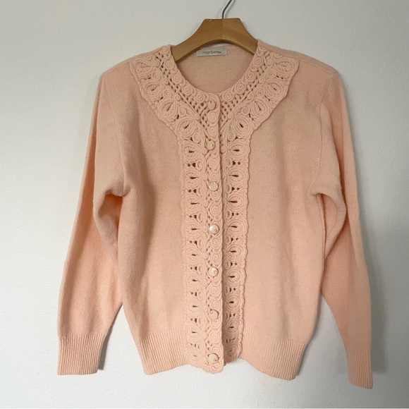 Cottagecore vintage knit sweater pink M - Picture 1 of 8